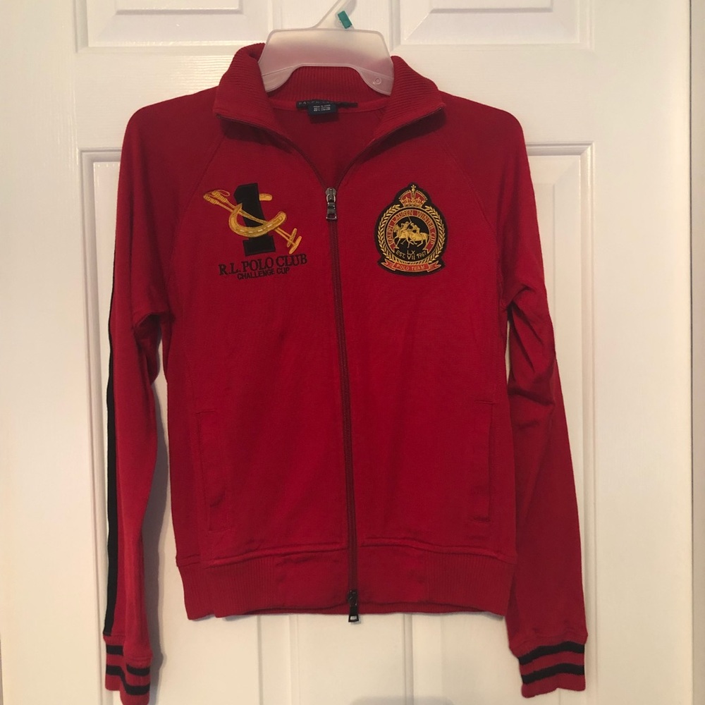 Ralph Loren kids red zipper jacket sweater